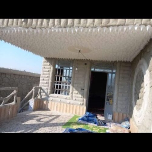 نمای طرح چوب و سنگ سیمانی