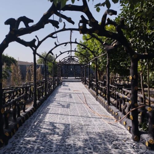 نمای طرح چوب و سنگ سیمانی